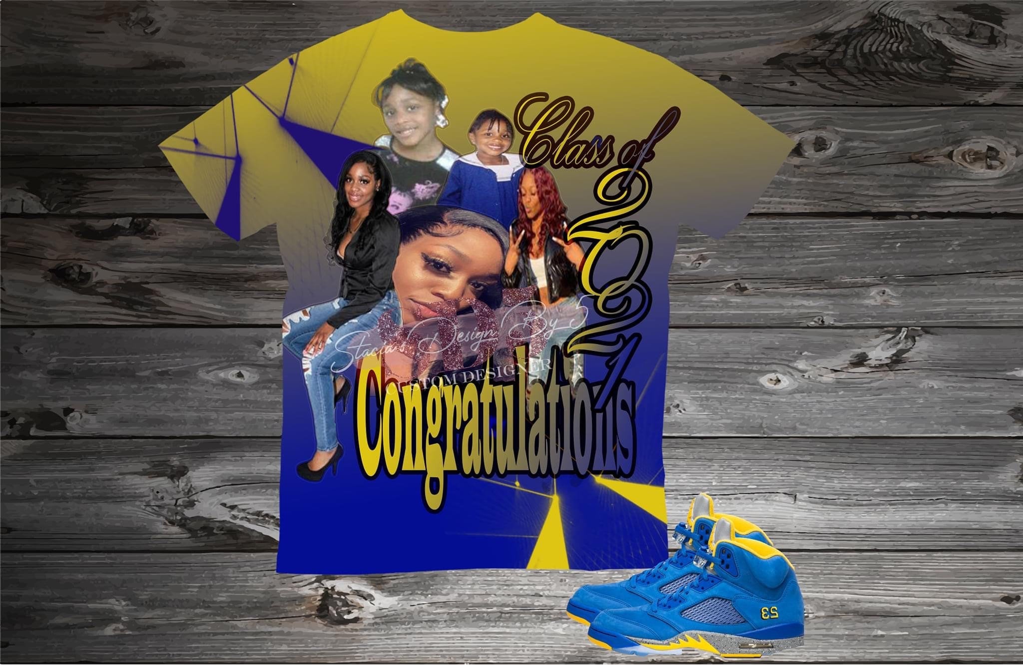 Graduation Blue Gold 3D Shirt (Front Only)